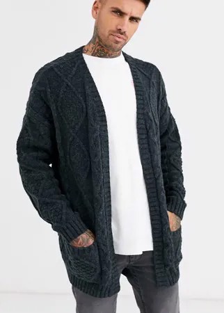 Темно-серый кардиган плотной крупной вязки ASOS DESIGN