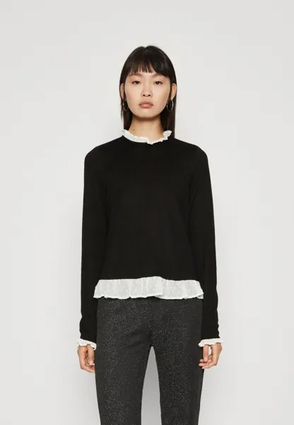 Свитшот ONLY Tall ONLAISSHA MIX FRILL, цвет black/cloud dancer