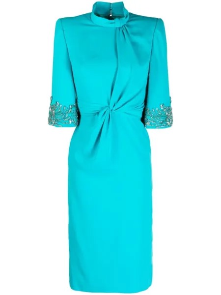 Jenny Packham платье миди Lily с драпировкой, синий