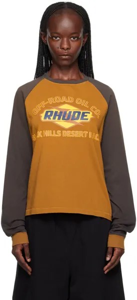 Коричневая футболка Rhude Black Hills с длинным рукавом