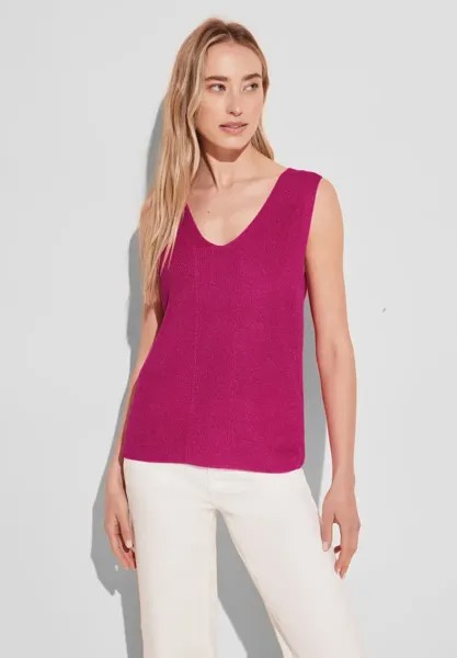 Свитер STREET ONE с короткими рукавами и V-образным вырезом, цвет Magnolia Pink