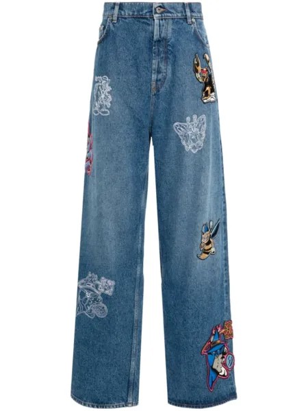 Off-White прямые джинсы Character Diag, синий