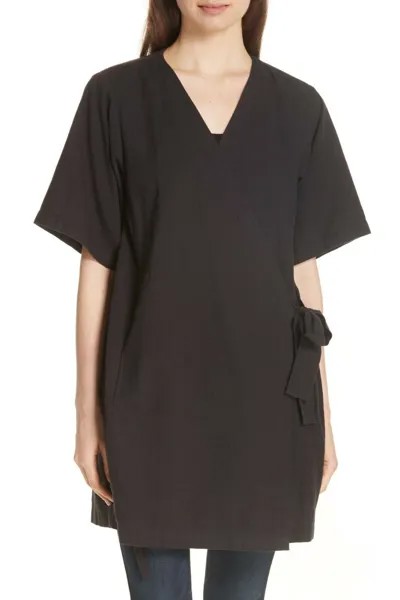 EILEEN FISHER Черное кимоно с рукавами-кимоно из органического хлопка и льна с запахом, классическая куртка S