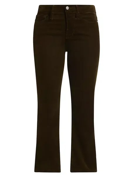 Вельветовые укороченные брюки ботфорта Frame, цвет surplus