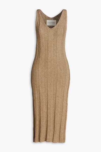Платье миди Harlee в рубчик из смесового хлопка By Malene Birger, светло-коричневый