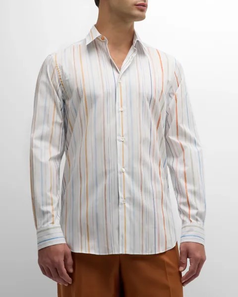 Мужская хлопковая спортивная рубашка в полоску с карандашом Paul Smith, цвет White