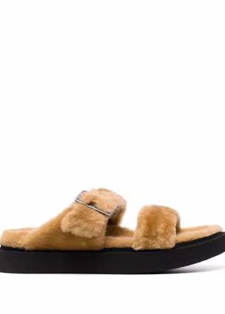 Giuseppe Zanotti меховые шлепанцы Livio с ремешками