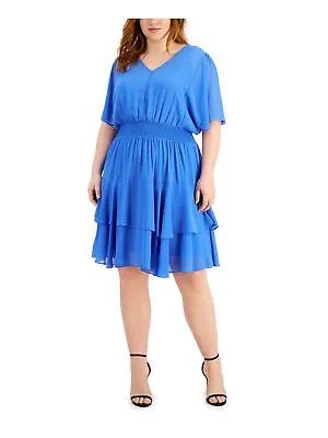 Женское голубое шифоновое платье с рукавами «летучая мышь» TAYLOR размера плюс 14W