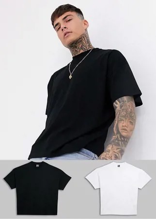 Комплект из 2 oversized-футболок из органического хлопка с круглым вырезом ASOS DESIGN-Мульти