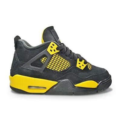 Детские кроссовки Nike Jordan 4 Retro (PS) — BQ7669 017 — черный, белый, желтый