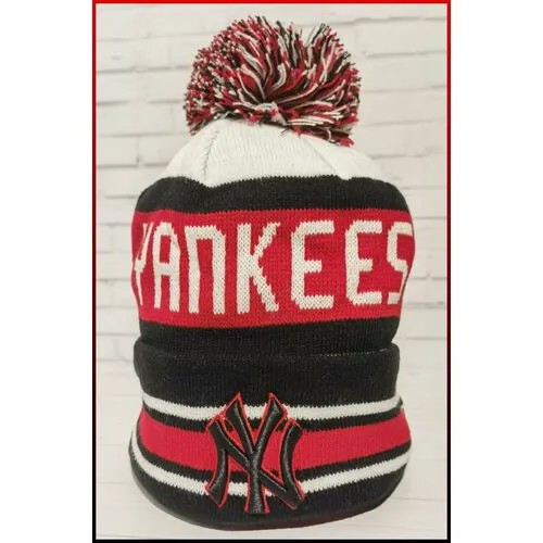 Шапка NEW ERA MLB New York Yankees Мужская женская шапка трикотажная (осень/зима), размер 54-60cm, красный
