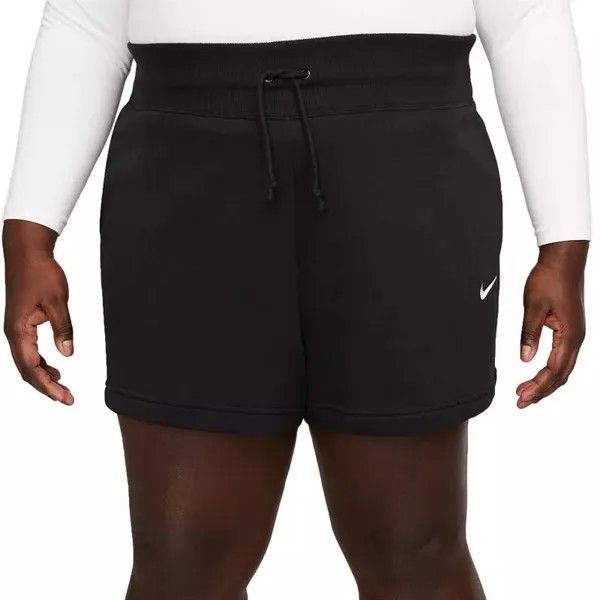 Женские шорты Nike Sportswear Phoenix Fleece Plus с высокой талией, черный