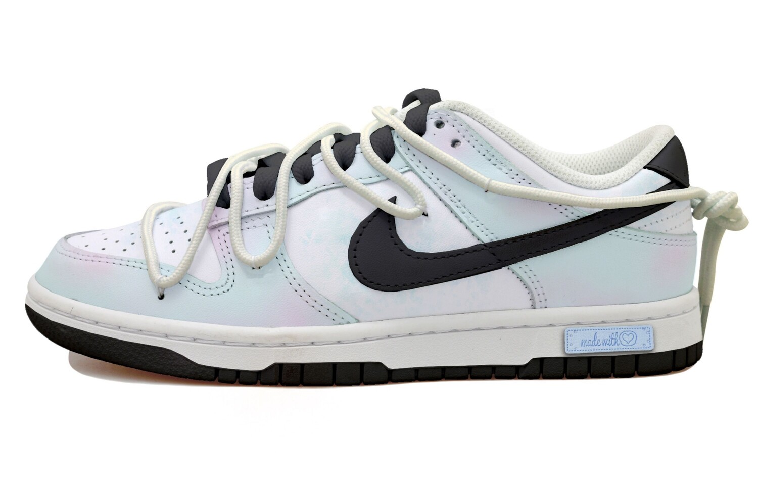 Кроссовки Nike Dunk Skateboarding Shoes Women's Low-top Black/white/blue, белый/черный