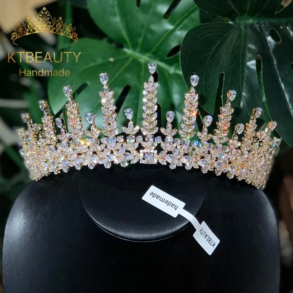 Новинка, диадемы KTBEAUTY с цирконом на заказ, серебристые/золотистые тиары для принцессы, для девушек, свадебная корона, аксессуар, Женские Ювелирные изделия