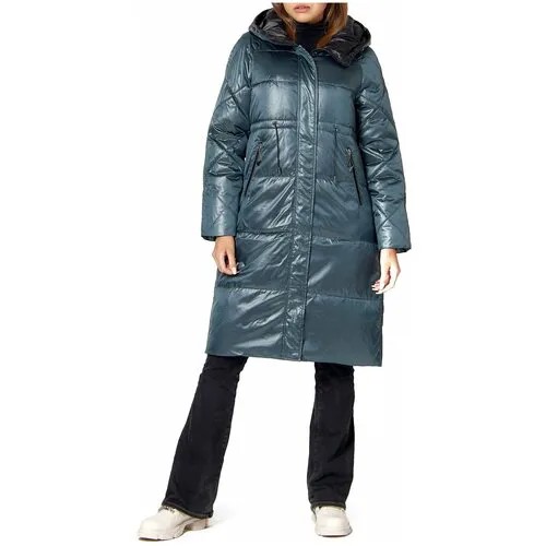 Куртка  зимняя, силуэт прямой, ветрозащитная, несъемный капюшон, капюшон, регулируемый капюшон, карманы, влагоотводящая, размер 42, синий