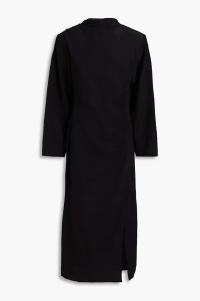 Платье миди из шелкового крепдешина со сборками Envelope1976, черный