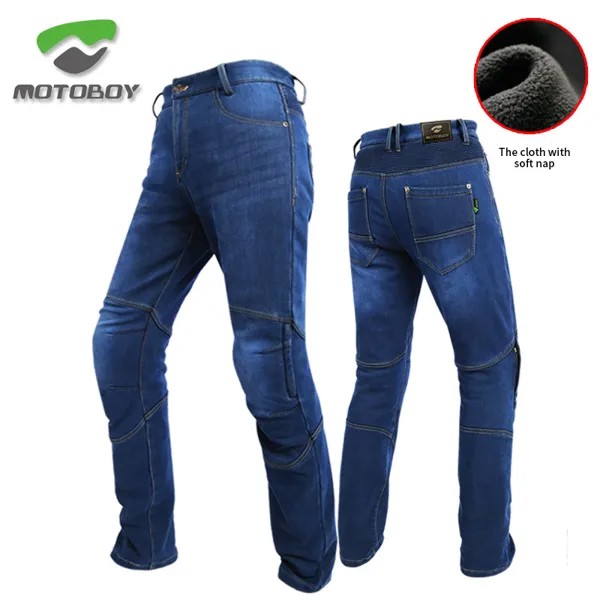 Мотоциклетные джинсы MOTOBOY, мужские синие штаны, защитная Броня CE, зимние джинсы, защитное снаряжение для езды, туристические мотоциклетные брюки