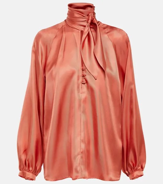 Блузка Albenga из шелка с разрезом MAX MARA, розовый