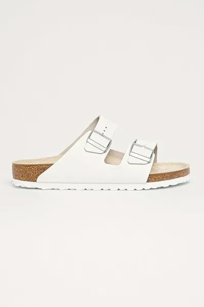 Замшевые шлепанцы Arizona Birkenstock, белый