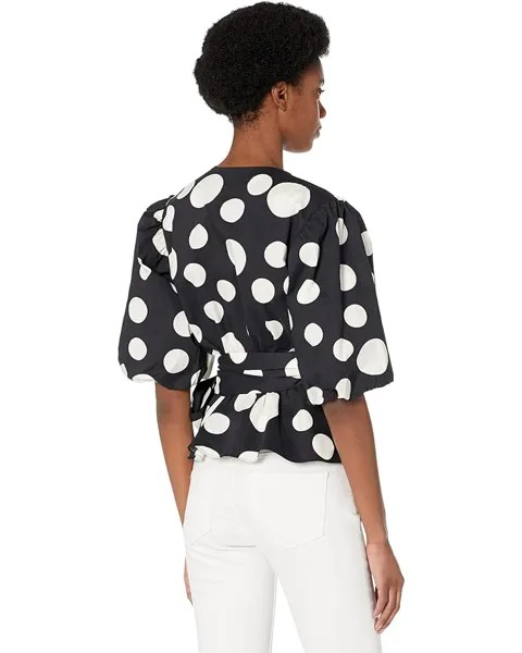 Топ MILLY Paulina Scatter Dot Printed Top, цвет Black/Ecru