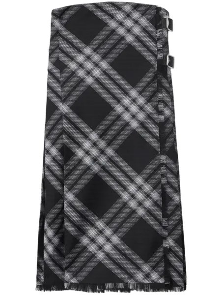 Burberry клетчатое платье мини с запахом, черный