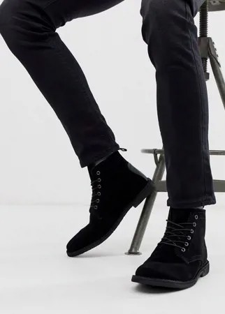 Черные замшевые дезерты с кожаной вставкой ASOS DESIGN-Черный цвет