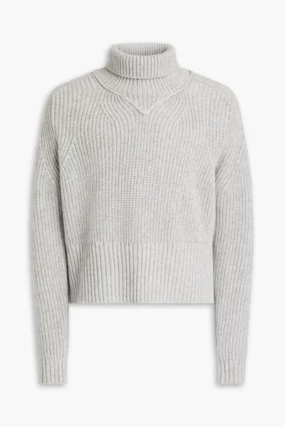 Меланжевый кашемировый свитер с высоким воротником Canali, светло-серый