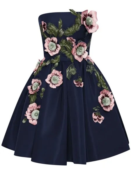 Oscar de la Renta платье мини с вышивкой, синий