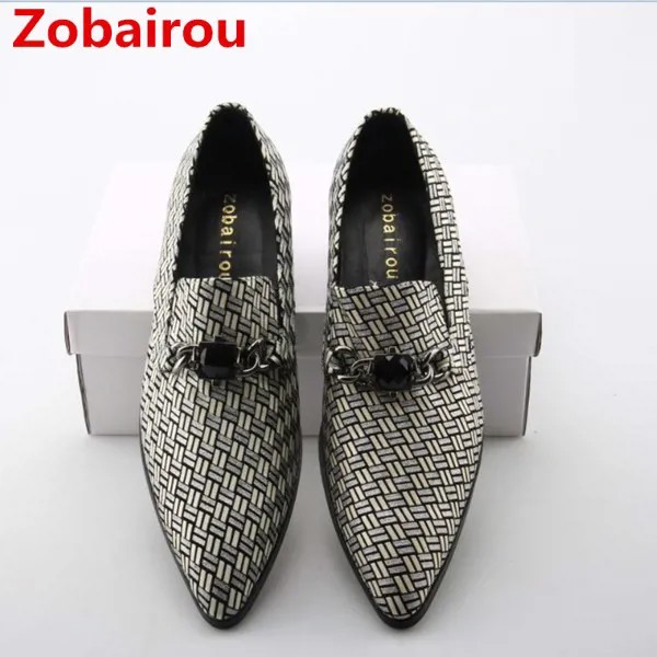 Zobairou европейские классические мужские бархатные Лоферы слипоны броги синие из натуральной кожи Свадебные классические мужские туфли