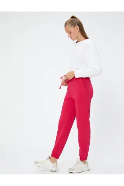 Спортивные брюки-джоггеры с карманами из кружева в рубчик Koton, розовый
