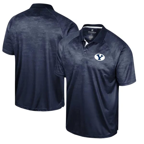 Мужская рубашка-поло реглан темно-синего цвета BYU Cougars Honeycomb Colosseum