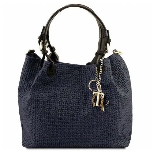 Женская кожаная сумка-шоппер Tuscany Leather TL KeyLuck TL141573 темно-синий