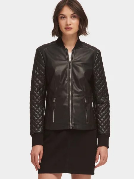 Кожаная куртка женская DKNY P8HJDCT2 черная XS