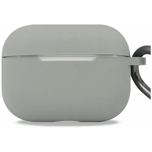 Матовый чехол для Apple AirPods Pro с карабином / Силиконовый кейс для беспроводных наушников Эпл Аирподс Про противоударный (Gray)