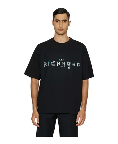 Футболка с круглым вырезом и короткими рукавами с логотипом спереди John Richmond, черный