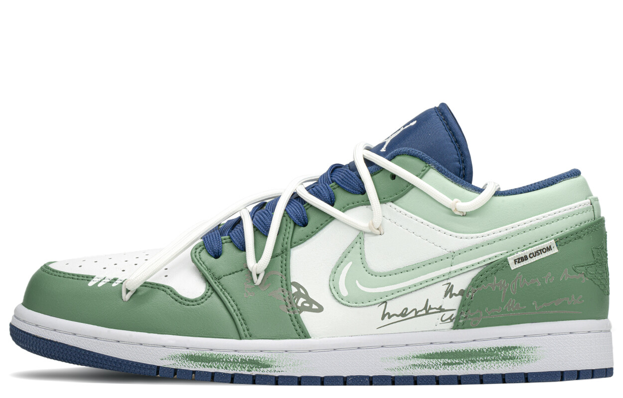 Кроссовки Air Jordan 1 Vintage Basketball Shoes Men Low-top White/green, зеленый