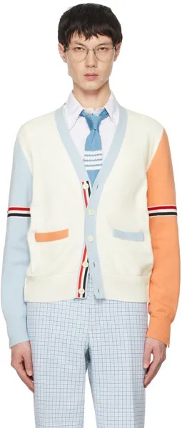 Белый кардиган с Y-образным вырезом Thom Browne