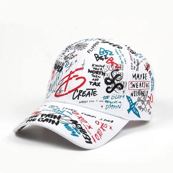 Летняя бейсболка Граффити Солнцезащитные шапки Хип-хоп Козырек Шляпа Регулируемые шляпы с защелкиванием для женщин кепка для гольфа