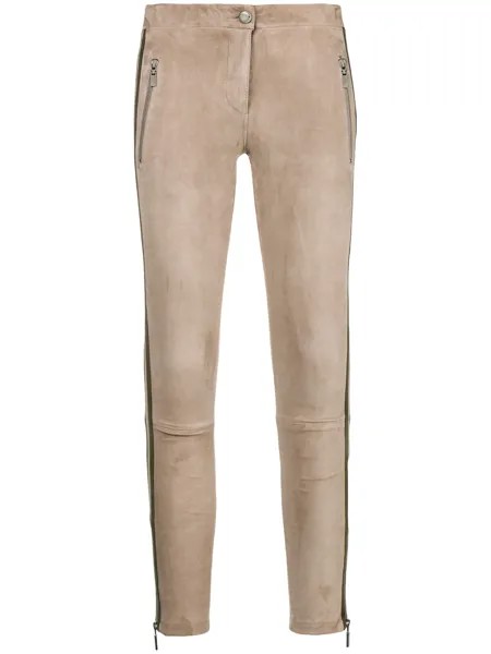 Arma stripe detail suede leggings