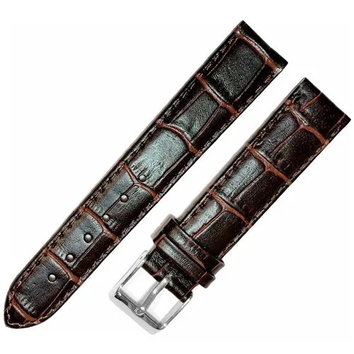 Ремешок 1805-01-1-2 П Kroko Коричневый кожаный ремень 18 мм для часов наручных из кожи натуральной мужской матовый крокодил