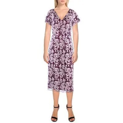JS Collections Женское фиолетовое кружевное платье-футляр с короткими рукавами 10 BHFO 7586