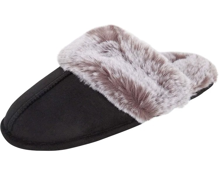 Слипперы Women's Comfy Faux Fur House Slipper Scuff Memory Foam Slip on Anti-Skid Sole Jessica Simpson, черный