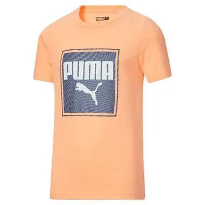 Футболка с круглым вырезом и короткими рукавами Puma Summer Break Box с графическим принтом для мальчиков, оранжевая C