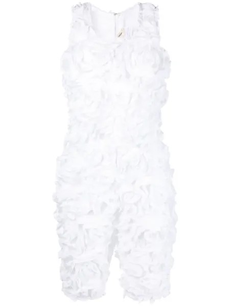 Comme Des Garçons ромпер с U-образным вырезом и цветочным узором, белый