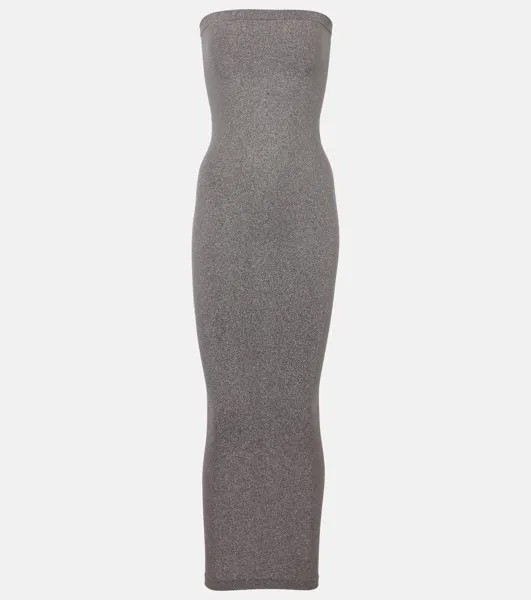 Платье миди без бретелек с эффектом блеска Wolford, серый