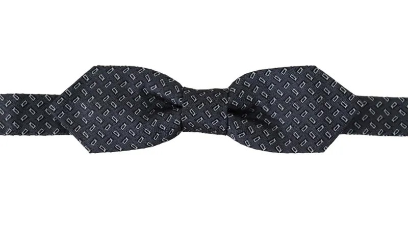 Галстук-бабочка DOLCE - GABBANA Синий Серый В Горошек, 100% Шелк, Папийон, Рекомендуемая розничная цена: 200 долларов США.
