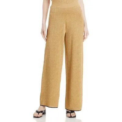 Lanvin Женские широкие брюки золотистого цвета с эффектом металлик S BHFO 3107