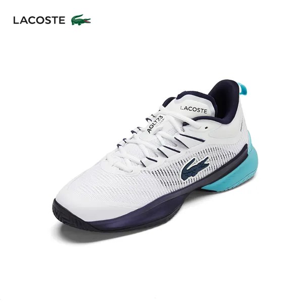 Кроссовки мужские Lacoste из крокодиловой кожи, черный / фиолетово-красный