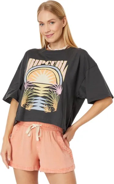 Укороченная футболка с короткими рукавами Glow Heritage Rip Curl, цвет Washed Black
