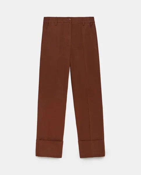 Женские хлопковые брюки с завышенной талией Iwie, темно-коричневый